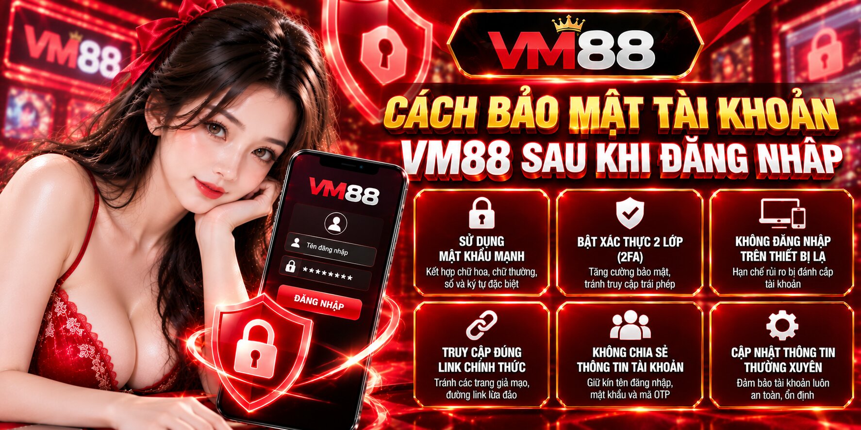 Cách bảo mật tài khoản VM88 sau khi đăng nhập